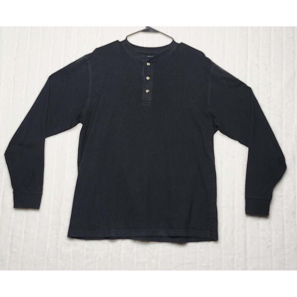 L.L.Bean Men's Black Long Sleeve Henley T-Shirt Traditional Fit Size M REG
